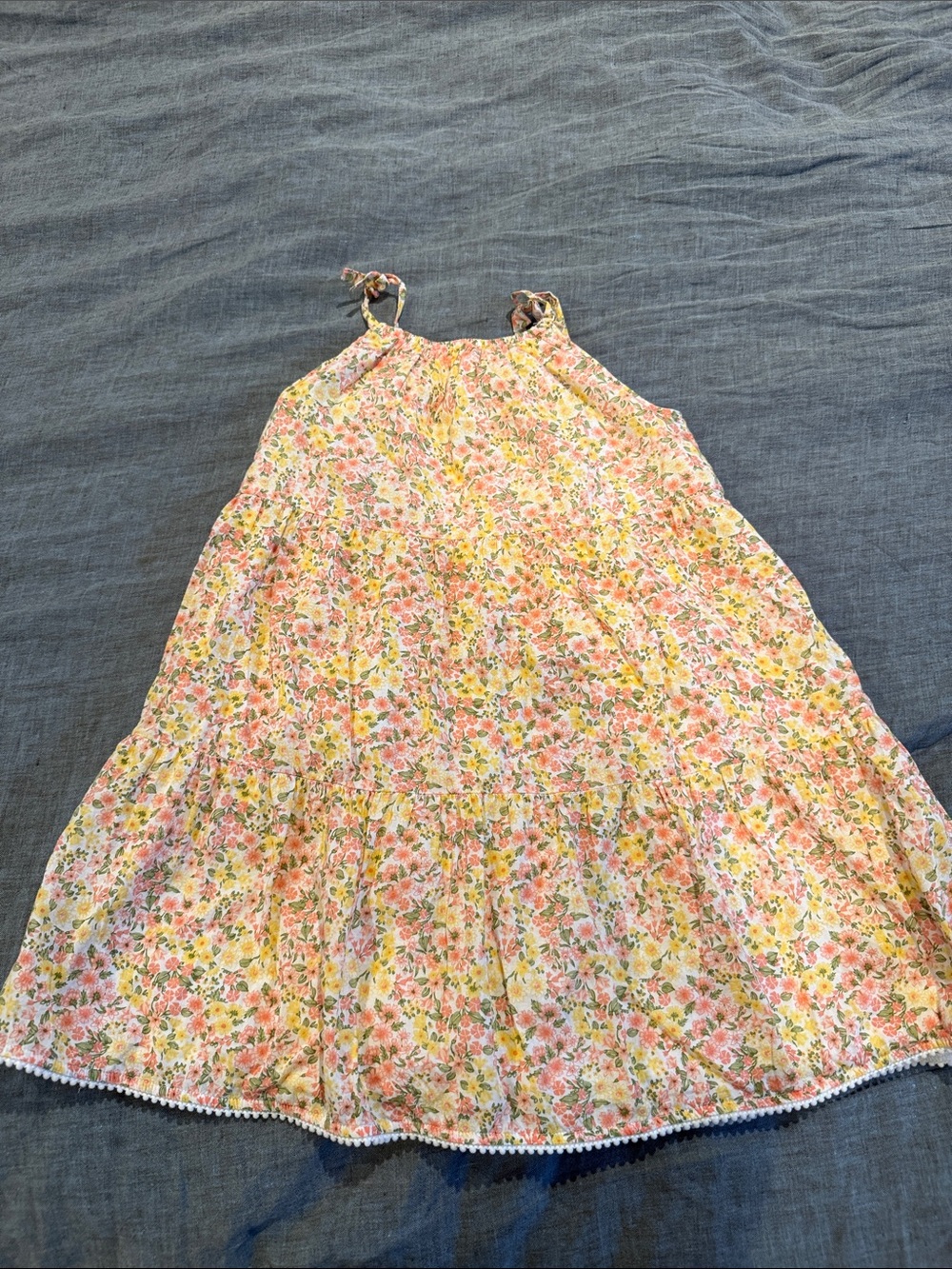 Janie and Jack Pink & Yellow Floral Tie-Shoulder Dress